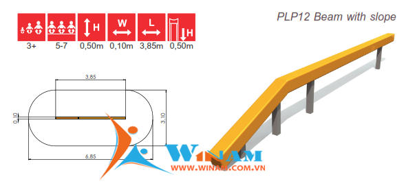 Thiết bị vận động thăng bằng - Winplay - PLP12 Beam with slope