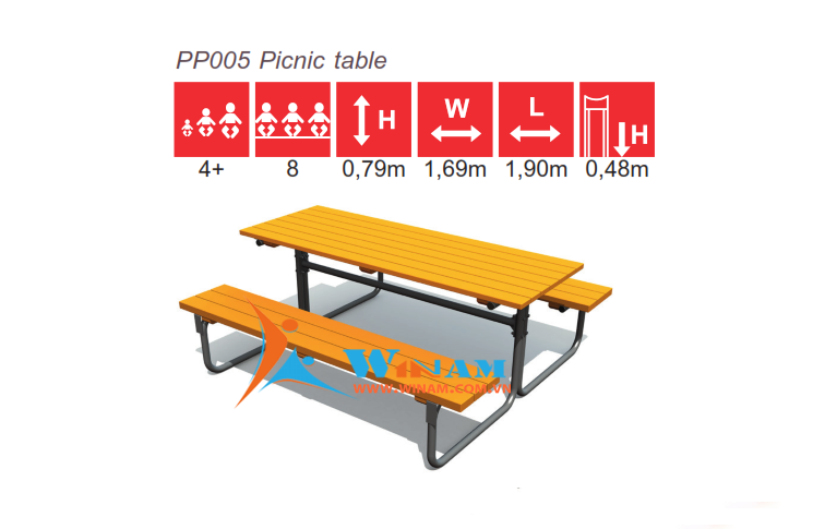Bàn ghế công cộng - WinWorx - PP005 Picnic table
