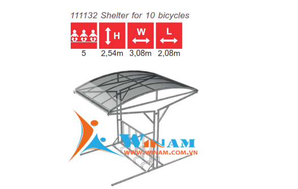 Nội thất ngoài trời - WinWorx- 111132 Shelter for 10 bicycles