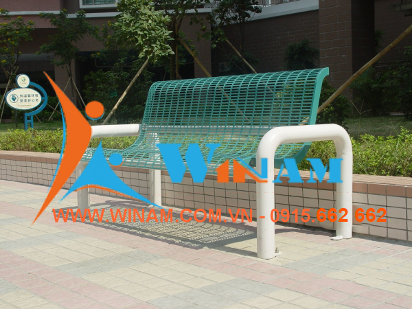 Bàn ghế công cộng - WinWorx - WA38- Steel park bench with tube leg