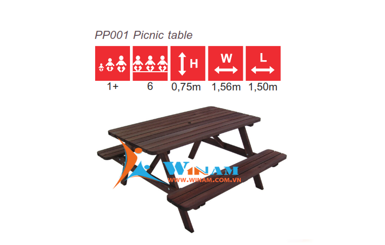 Bàn ghế công cộng - WinWorx - PP001 Picnic table