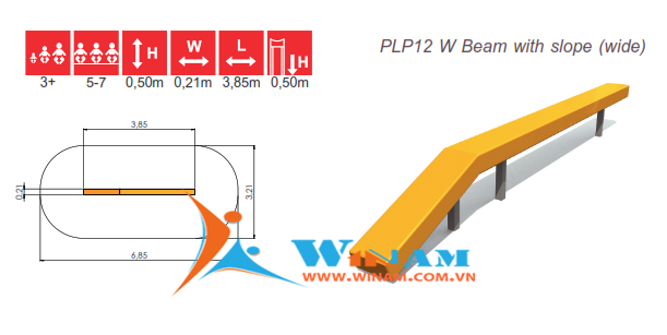 Thiết bị vận động thăng bằng - Winplay - PLP12 W Beam with slope (wide)