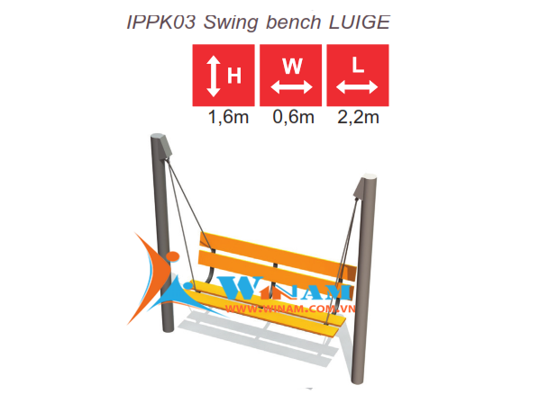 Thiết bị công viên - WinWorx - IPPK03 Swing bench LUIGE