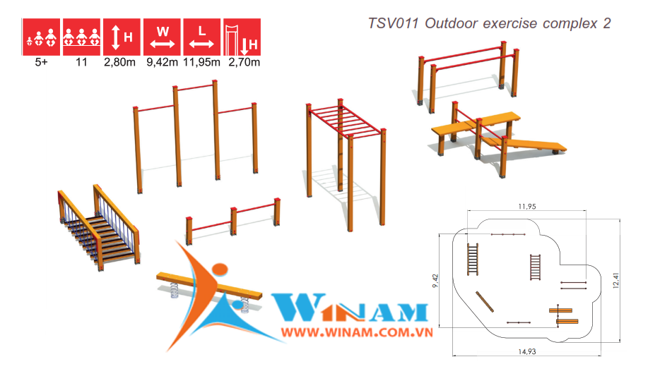 Thiết bị vận động - Winplay - TSV011 Outdoor exercise complex 2