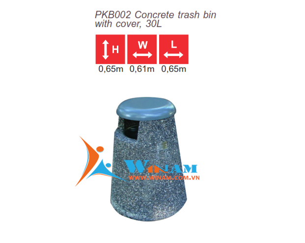 Thùng rác công cộng - WinWorx - PKB002 Concrete