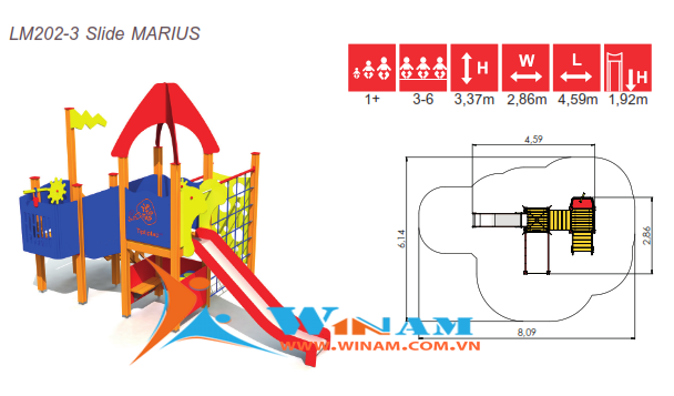 Khu vui chơi liên hoàn - Winplay - LM202-3 Slide MARIUS