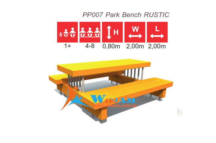 Bàn ghế công cộng - WinWorx - PP007 Park Bench RUSTIC