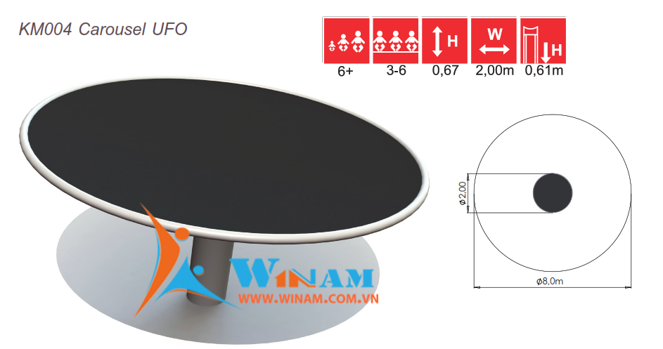 Thiết bị vận động cho trẻ em - Winplay - KM004 Carousel UFO