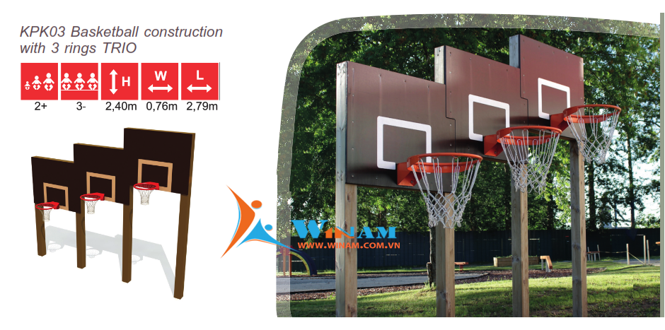 Thiết bị bóng rổ - WinFit - KPK03 Basketball 3 rings TRIO