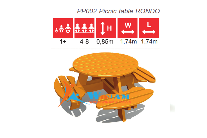 Bàn ghế công cộng - WinWorx - PP002 Picnic table RONDO