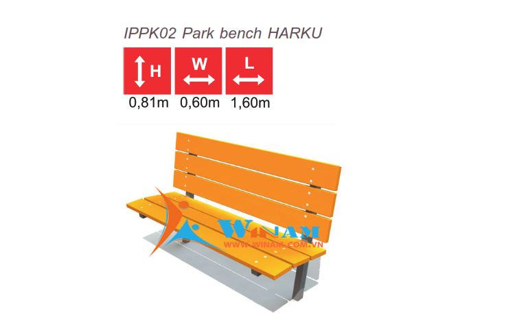 Bàn ghế công cộng - WinWorx - IPPK02 Park bench HARKU