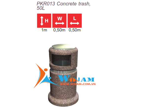 Thùng rác công cộng - WinWorx - PKR013 Concrete