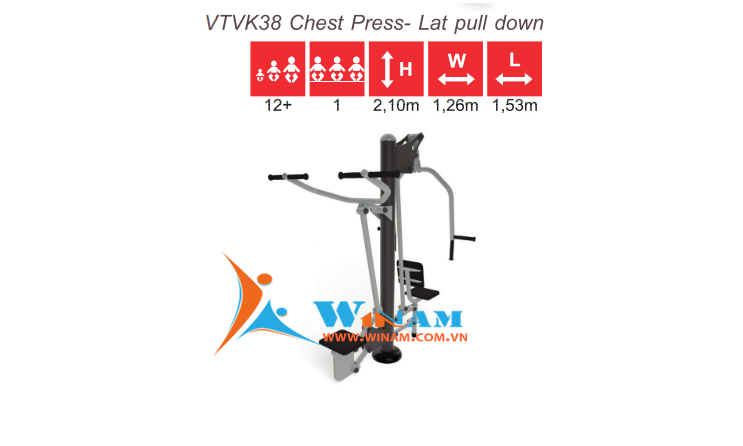Thiết bị tập thể dục - WinFit - VTVK38 Chest Press- Lat pull down