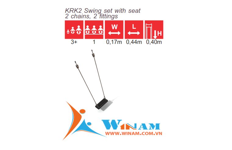 Xích đu - Winplay - KRK2 Swing set with seat 2 chains