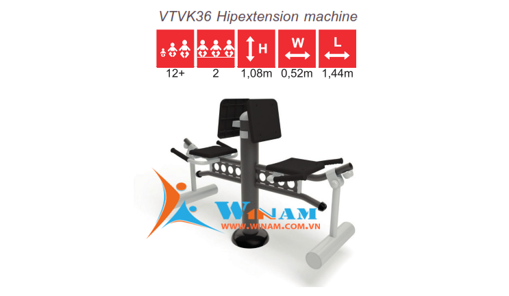 Thiết bị tập thể dục - WinFit - VTVK36 Hipextension machine