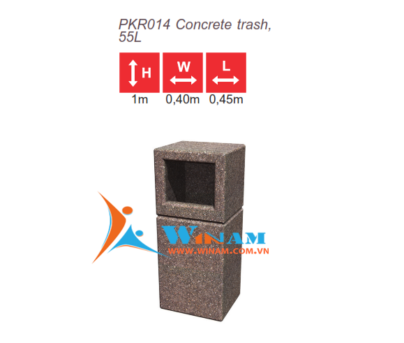 Thùng rác công cộng - WinWorx - PKR014 Concrete