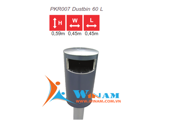 Thùng rác công cộng - WinWorx - PKR007 Dustbin 60 L