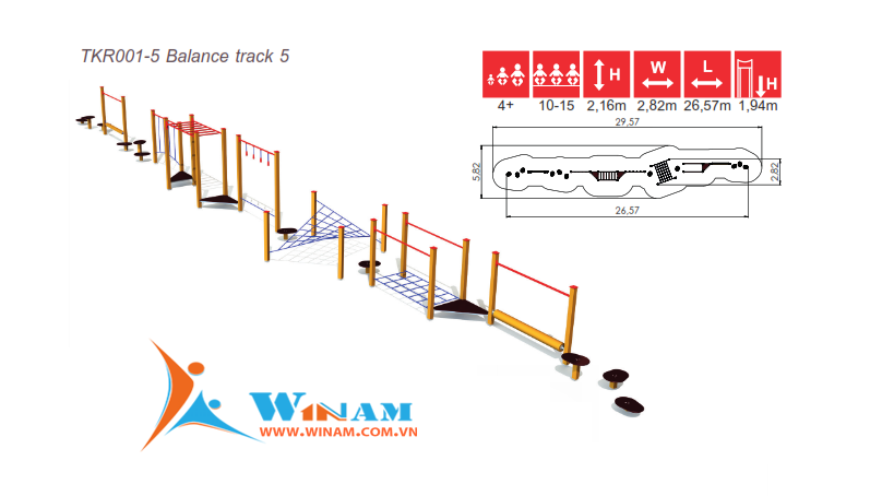Thiết bị vận động thăng bằng - Winplay - TKR001-5 Balance track 5