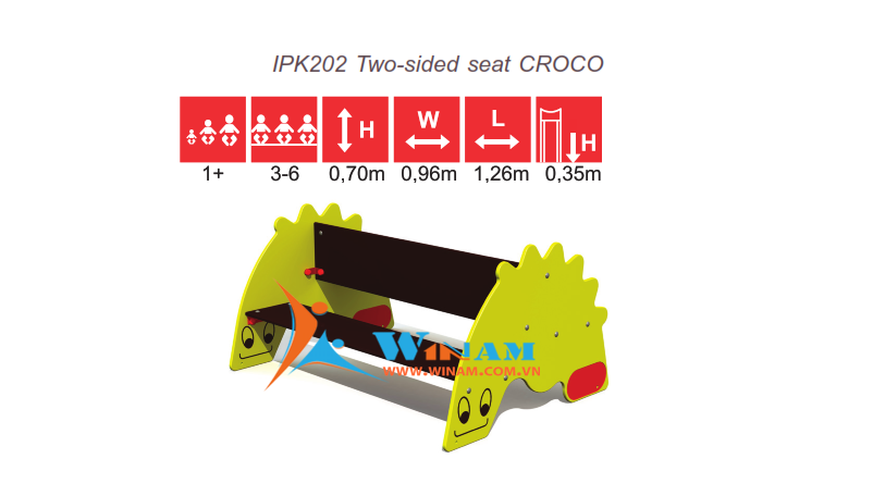 Bàn ghế ngoài trời - Winplay - IPK202 Two-sided seat CROCO