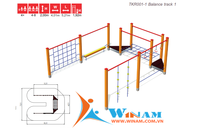 Thiết bị vận động thăng bằng - Winplay - TKR001-1 Balance track 1