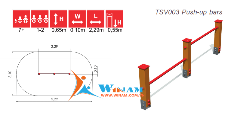 Thiết bị vận động - Winplay - TSV003 Push-up bars