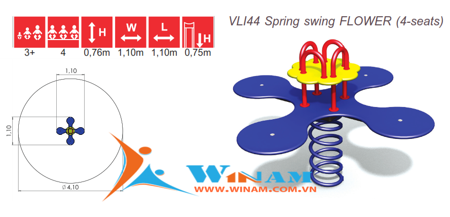 Thú nhún - Winplay - VLI44 Spring swing FLOWER