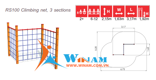 Thiết bị leo trèo - Winplay - RS100 Climbing net, 3 sections