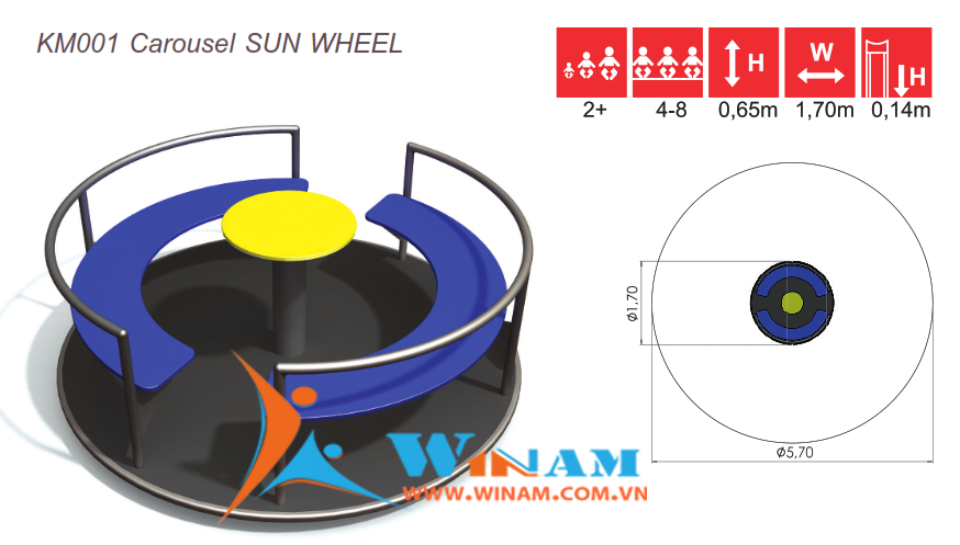 Thiết bị vận động cho trẻ em - Winplay - KM001 SUN WHEEL