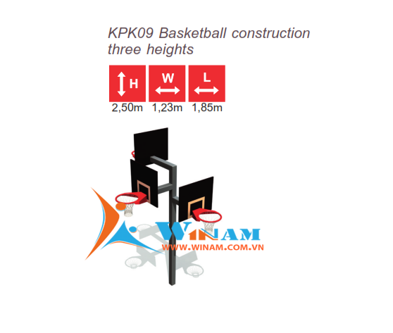 Thiết bị bóng rổ - WinFit - KPK09 Basketball construction three heights