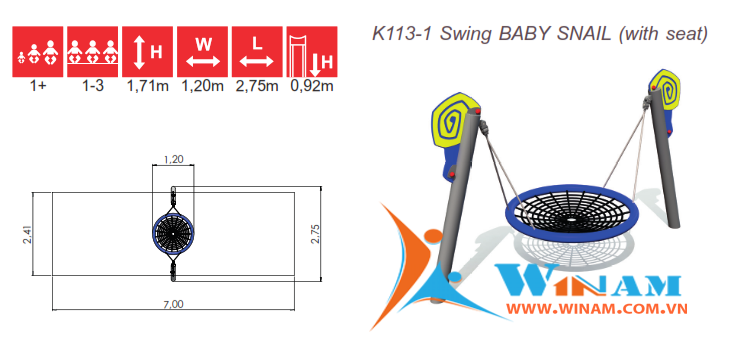 Xích đu - Winplay - K113-1 Swing BABY SNAIL