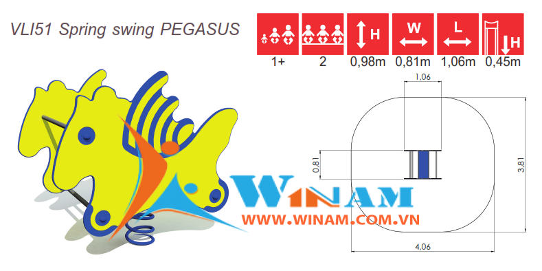 Thú nhún - Winplay - VLI51 Spring swing PEGASUS
