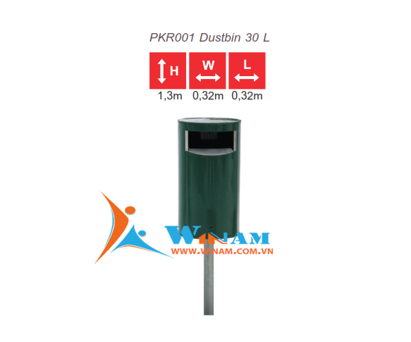 Thùng rác công cộng - WinWorx - PKR001 Dustbin 30 L