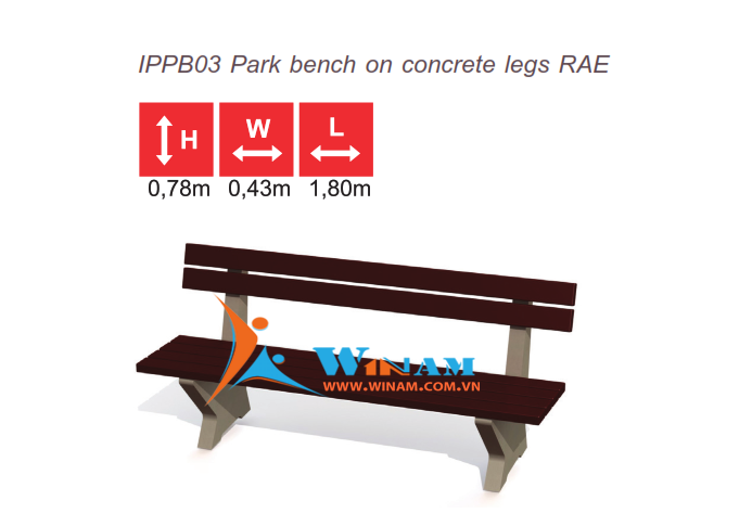 Bàn ghế công cộng - WinWorx - IPPB03 Park bench