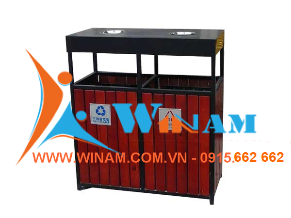 Thùng rác công viên - WINWORX - WABW27- metal bin with cover