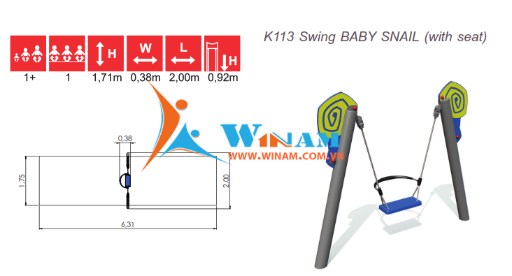 Xích đu - Winplay - K113 Swing BABY SNAIL