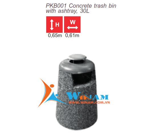 Thùng rác công cộng - WinWorx - PKB001 Concrete