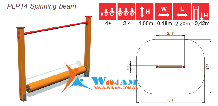 Thiết bị vận động thăng bằng - Winplay - PLP14 Spinning beam