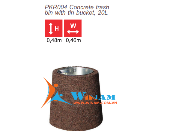 Thùng rác công cộng - WinWorx - PKR004 Concrete