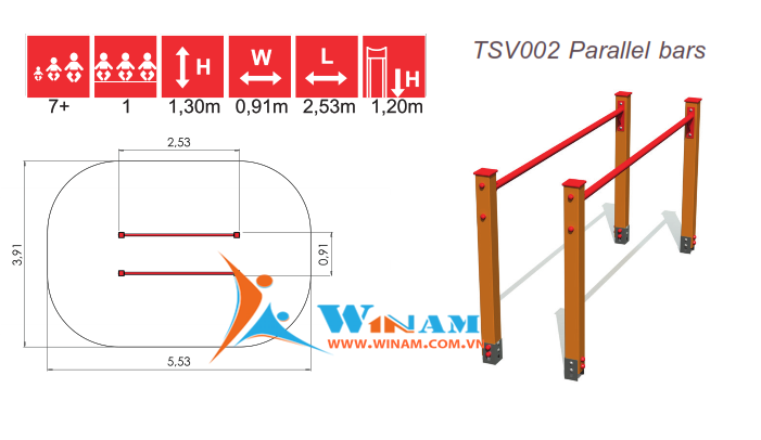 Thiết bị vận động - Winplay - TSV002 Parallel bars