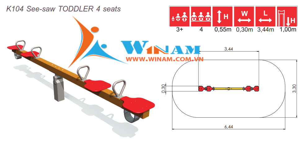 Bập bênh - Winplay - K104 See-saw TODDLER 4 seats