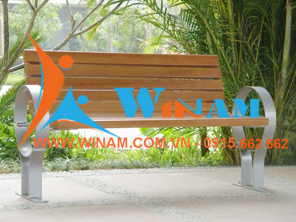 Bàn ghế công cộng - WinWorx - WAFW13 Woodden park bench with steel frame