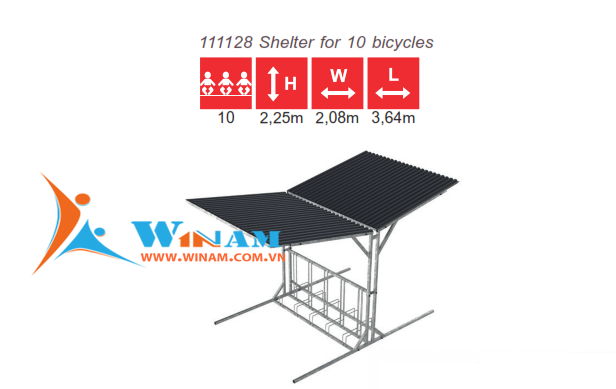 Nội thất ngoài trời - WinWorx - 111128 Shelter for 10 bicycles