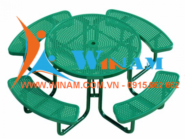 WinWorx - WAMT31 Round punched-plate picnic table and chairs