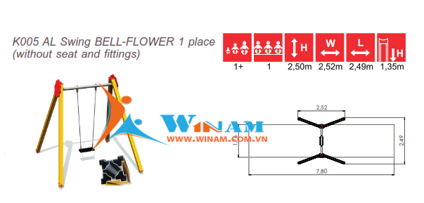 Xích đu - Winplay - K005 AL BELL-FLOWER 1 place 