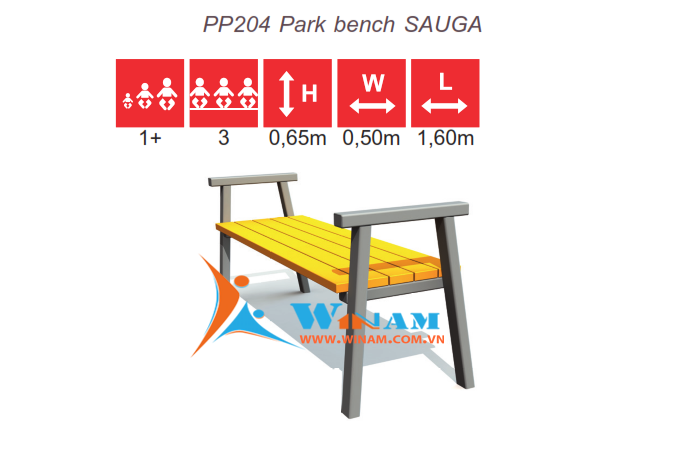 Bàn ghế công cộng - WinWorx - PP204 Park bench SAUGA