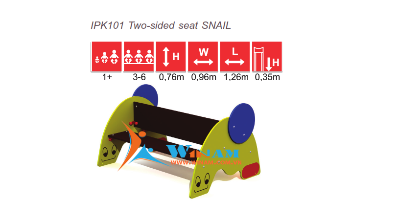 Bàn ghế ngoài trời - Winplay - IPK101 Two-sided seat SNAIL